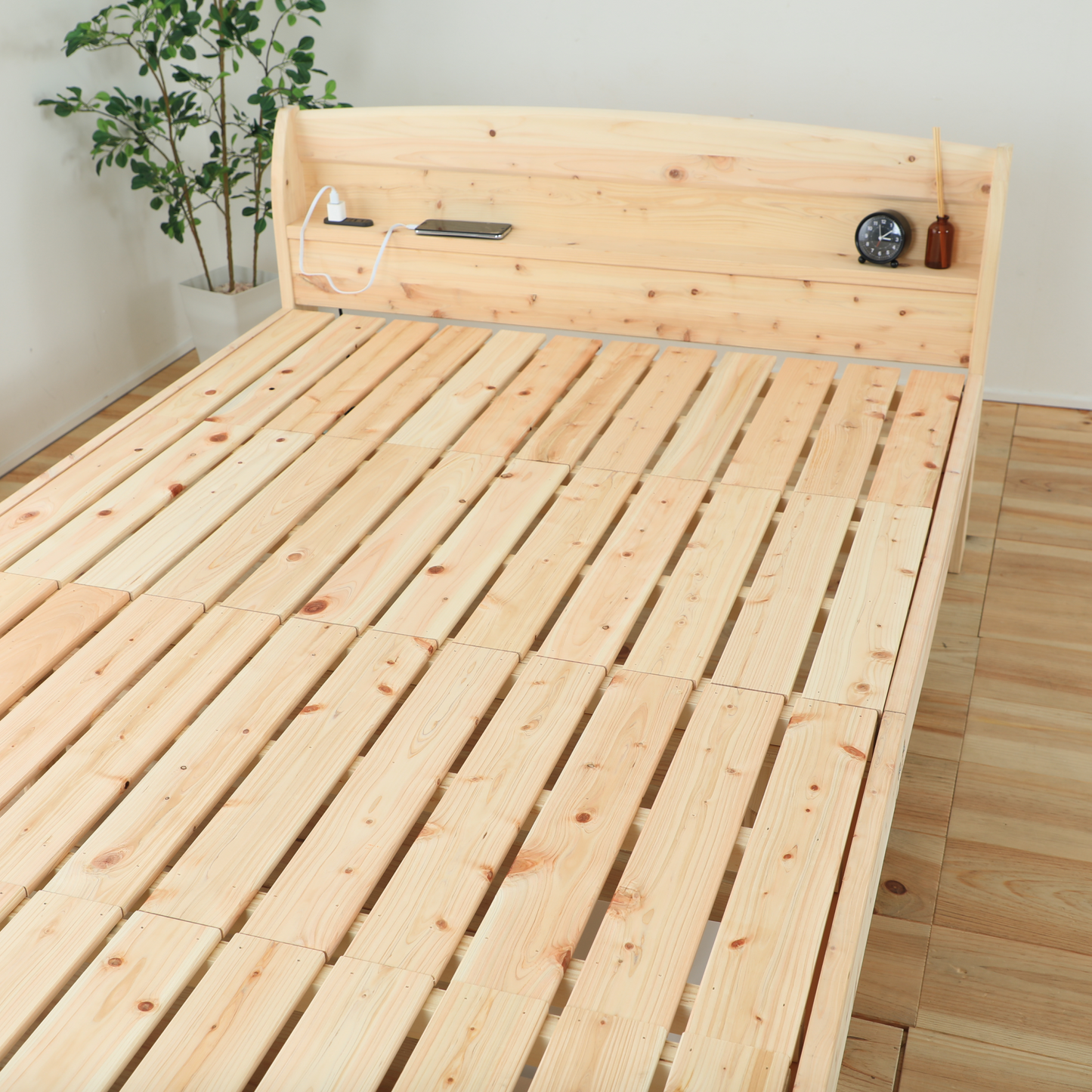 国産ひのき使用のすのこベッド ダブルベッド