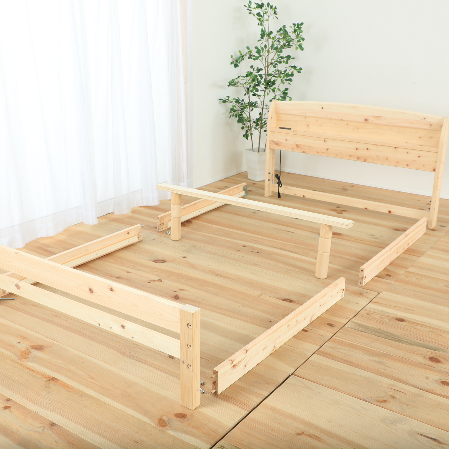 国産ひのき使用のすのこベッド ダブルベッド