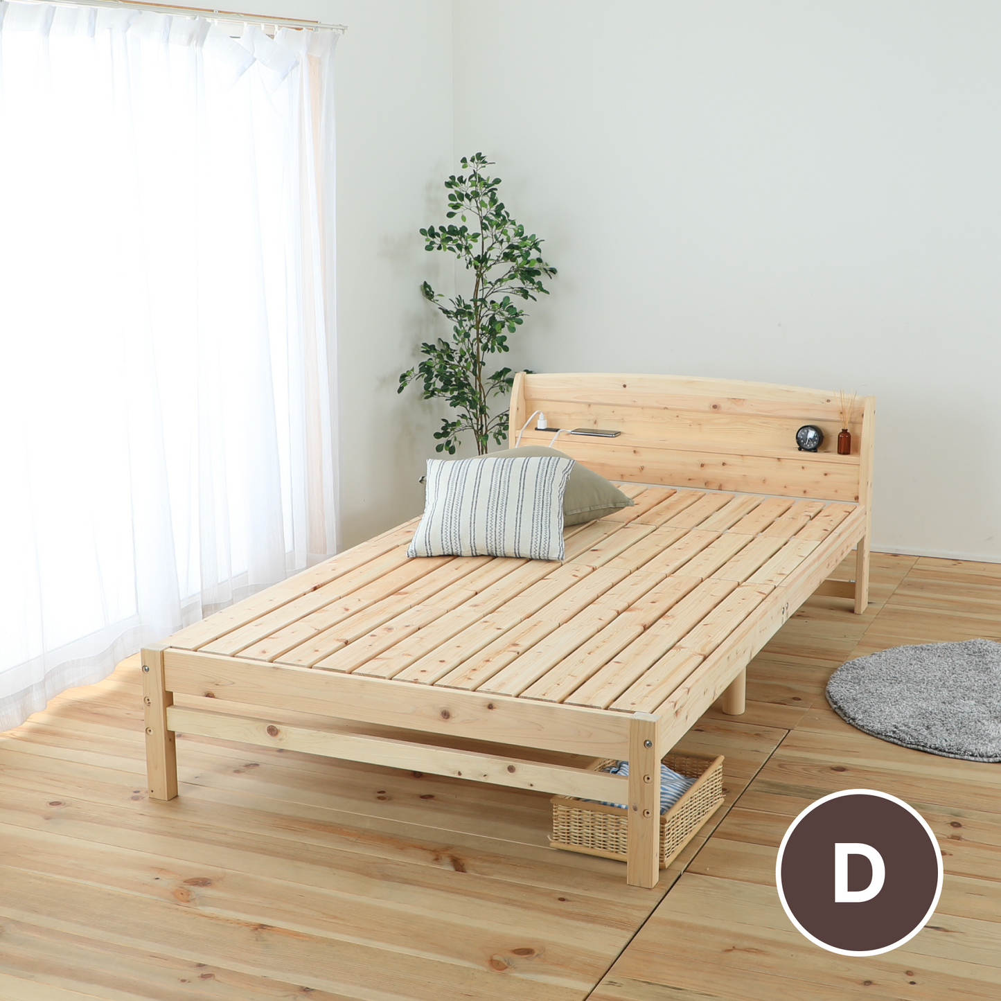 国産ひのき使用のすのこベッド ダブルベッド