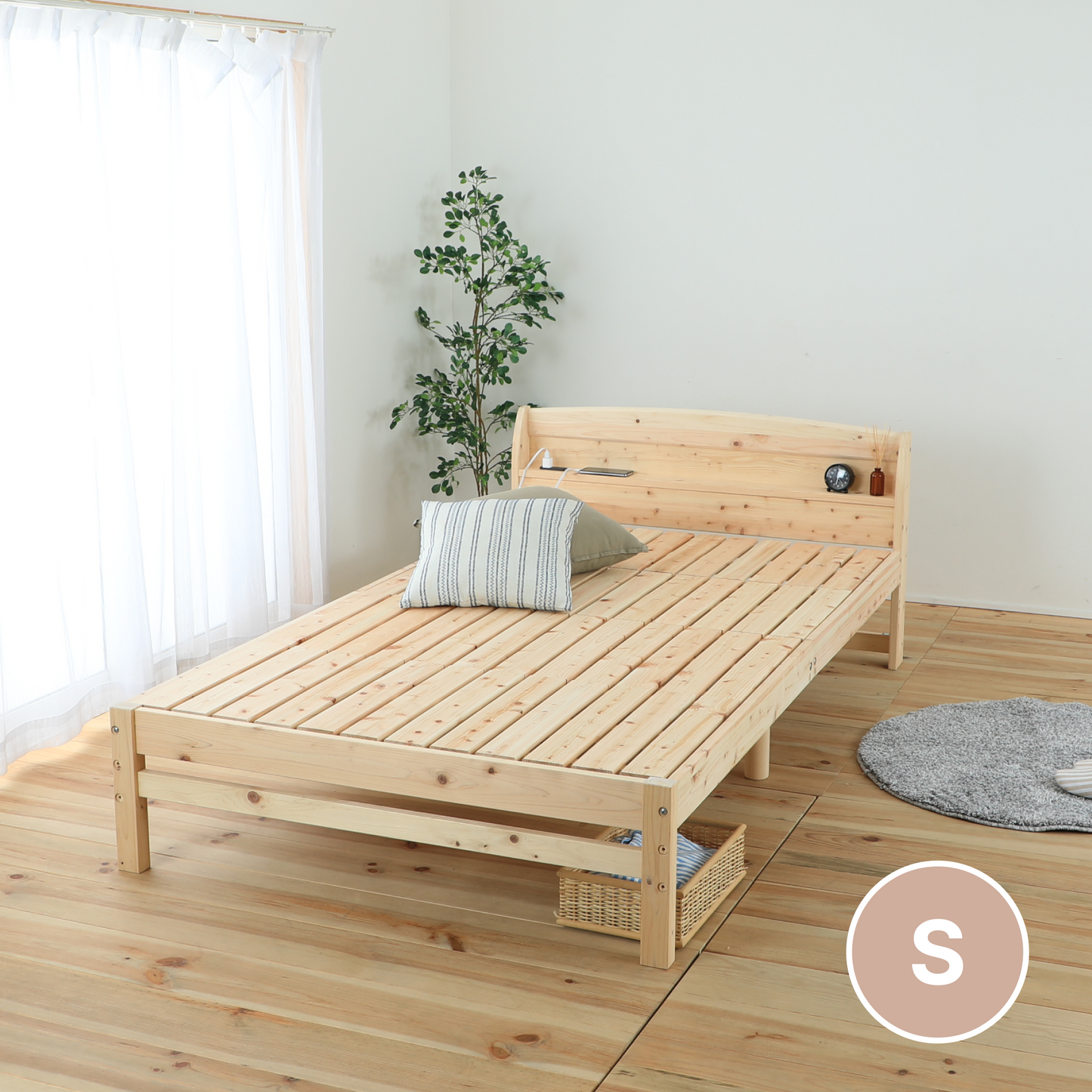 国産ひのき使用のすのこベッド シングルベッド