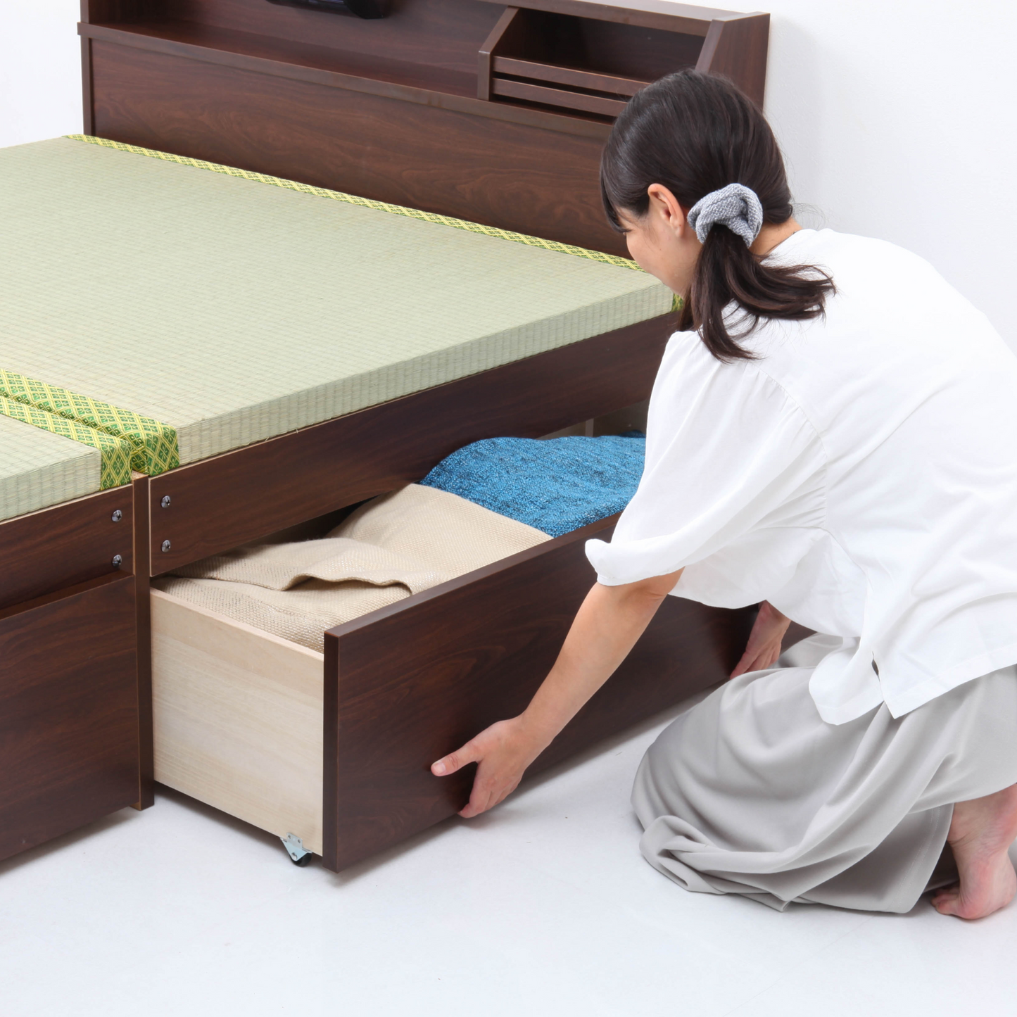 畳の収納ベッド　ダブルベッド/ハイタイプ