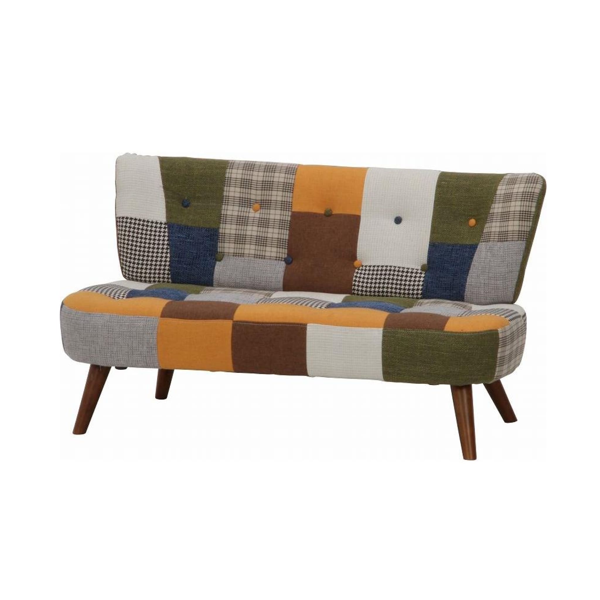 カラフルなパッチワーク 2人掛けファブリックソファー-weshop interior